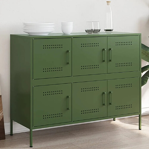 vidaXL Buffet vert olive 100,5x39x79 cm acier