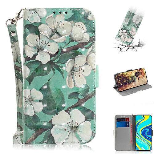 Etui en PU décor de tache lumineuse à motifs belles fleurs pour votre Xiaomi Redmi Note 9S/Note 9 Pro Max