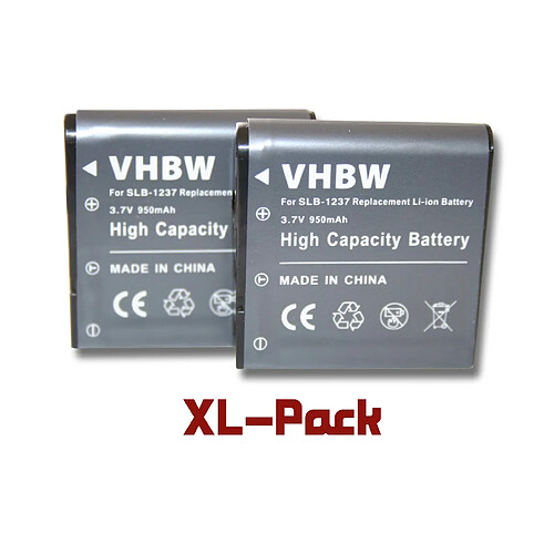 Vhbw Set de 2 batteries 950mAh pour appareil photo remplacent Samsung SLB-1237, Epson EU-94, EPALB2, B31B173003CU, B32B818242, Sigma BP-31