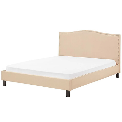 Beliani Lit double en tissu beige 180 x 200 cm MONTPELLIER