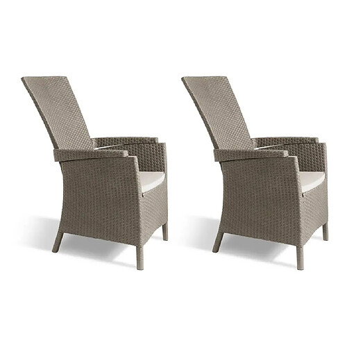 Keter Chaises de jardin inclinables Vermont lot de 2 Cappuccino