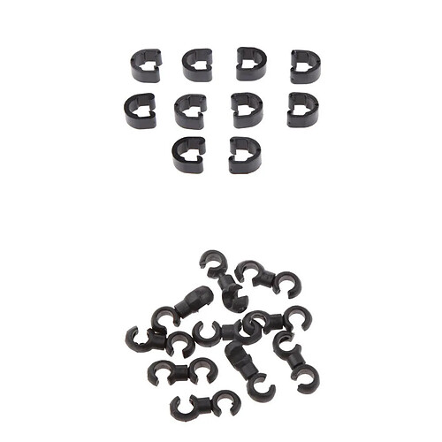 10pcs Bicyclette Boucle Tuyau C-clips Engrenage de Frein Guide de Logement de Câble + 10pcs Noir Guides de Cadre de Câble de Frein