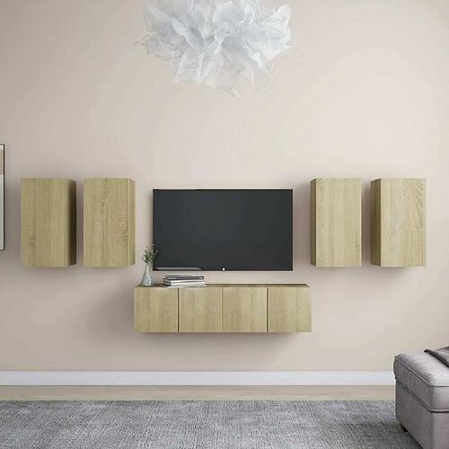 Maison Chic Ensemble de meubles TV 6 pcs | Banc TV Moderne pour salon | Meuble de Rangement - Chêne sonoma Aggloméré -MN34360