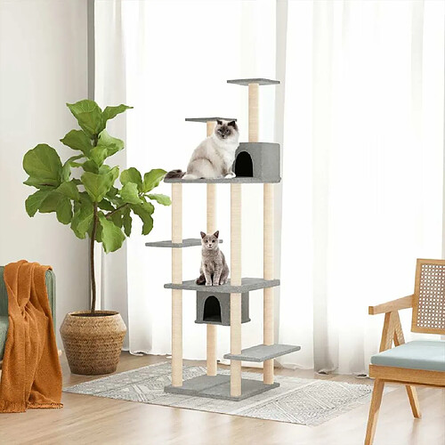 Arbre à chat avec griffoirs,niche pour chat en sisal Gris clair 176 cm -MN40807