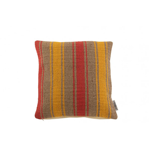 Dansmamaison Coussin Carre Anna Grosse Rayure Jute Rouge / Jaune