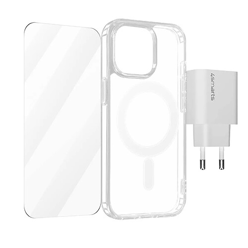 Pack 3-en-1 pour iPhone 15 Pro Max Coque MagSafe Film Chargeur USB-C 20W 4smarts