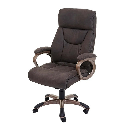 Decoshop26 Fauteuil chaise de bureau sur roulettes confortable et moderne aspect daim gris foncé 04_0001777