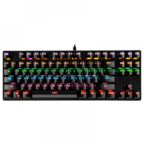 General Clavier de jeu, clavier de jeu Full RGB Hotswap avec commutateurs rouges, mini clavier de bureau filaire compact à 87 touches rétroéclairé par LED, pour PC/Mac Gamer, dactylographe, voyage,(noir)