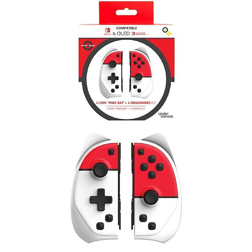 Under Control Manette SWITCH iiCon Rouge et Blanc Type Pokeball avec dragonnes V2 - iiCon Pokeball V2