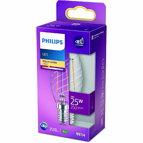 Ampoule LED Bougie Philips Classic Twisted 25 W E14 2 W E (2700k)