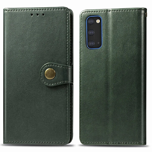 Wewoo Housse Coque Pour Galaxy S11e Boucle en cuir de couleur unie rétro de protection téléphone portable avec cadre photo et fente carte et portefeuille et fonction de support vert