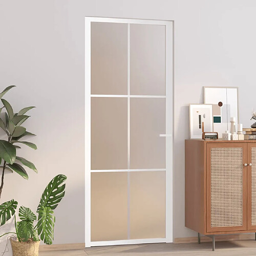 vidaXL Porte intérieure 83x201,5 cm Blanc Verre mat et aluminium