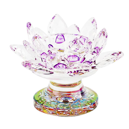 cristal verre lotus fleur thé lumière bougeoir cadeau violet