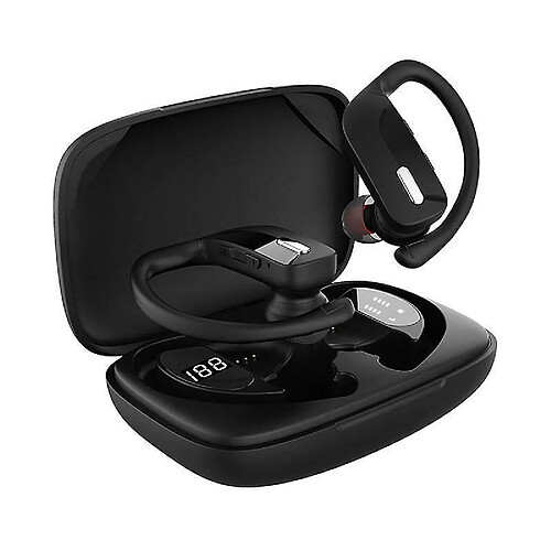 Chrono Écouteurs sans fil, écouteurs Bluetooth Chronus, écouteurs intra-auriculaires sans fil, temps de lecture 48H avec écran LED pour le sport et le travail, écouteurs Bluetooth 5.0 étanches IPX 5 avec micro(noir)