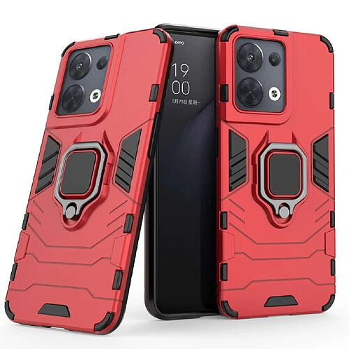 Htdmobiles Coque pour Oppo Reno 8 5G - housse etui rigide anti choc + verre trempe - ROUGE