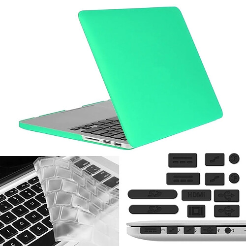 Wewoo Housse Étui vert pour Macbook Pro Retina 15,4 pouces Chapeau-Prince 3 en 1 givré Hard Shell de protection en plastique avec Keyboard Guard & Port prise de poussière