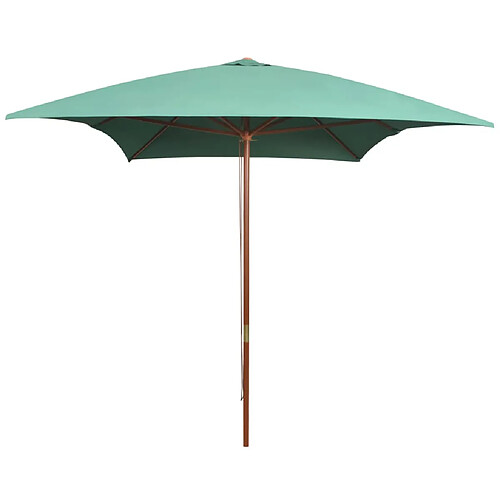 vidaXL Parasol avec poteau en bois 200 x 300 cm Vert