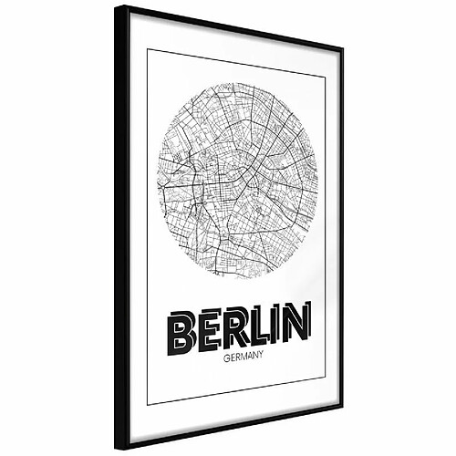 Paris Prix Affiche Murale Encadrée City Map Berlin Round 30 x 45 cm Noir