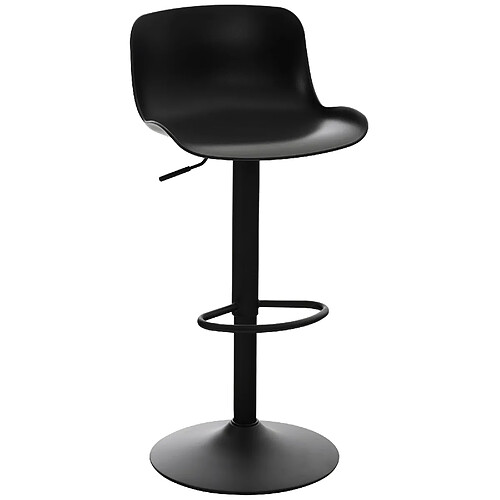 Decoshop26 Tabouret de bar x1 hauteur réglable et siège pivotant avec siège en plastique noir métal noir 10_0004530