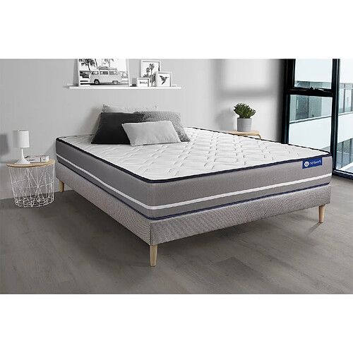 ACTISOM Ensemble matelas Latex + mémoire de forme ACTILATEX PUR 180x200cm 3zones de confort + sommier KIT gris