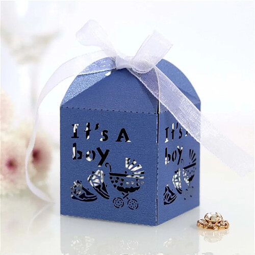 Wewoo Coffret cadeau de mariage 100 PCS Baby Shower Party Candy BoxTaille 5 x 5 x 8cm Bleu