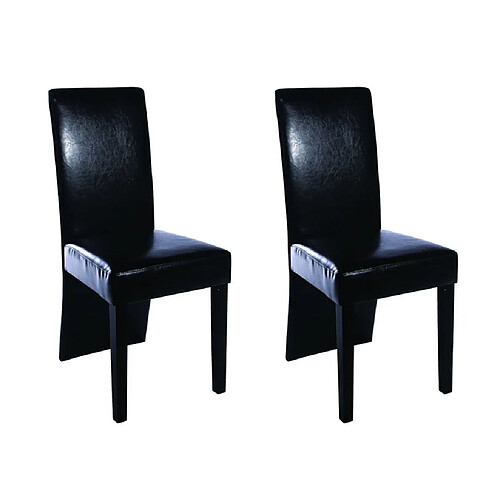 vidaXL Chaises à manger lot de 2 noir similicuir