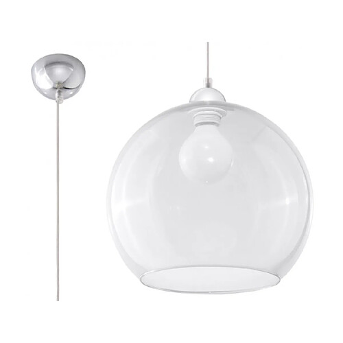 Luminaire Center Suspension BALL verre/acier transparent/chrome 1 ampoule