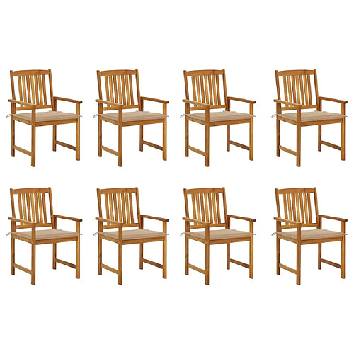 vidaXL Chaises de jardin avec coussins lot de 8 Bois d'acacia solide