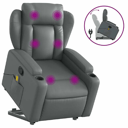 Maison Chic Fauteuil Relax pour salon, Fauteuil inclinable de massage Gris Similicuir -GKD63582