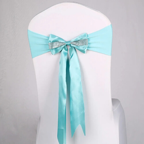 Wewoo Pour les événements de mariage Cérémonie de fête Banquet Décoration de Noël Chaise Sash Bow Elastic Chair Ruban Back Tie Bands Sashes Tiffany Blue