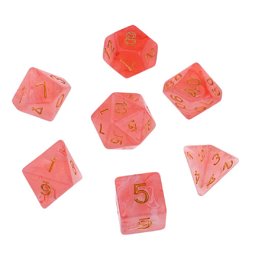 7pcs Gem Acrylique Dés Multi-faces Dés Polyédriques Du0026D TRPG Jeu Rouge