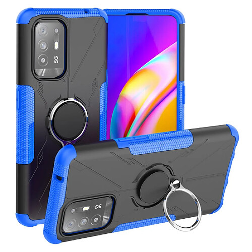 Coque en TPU anti-chute, antichoc avec béquille pour votre Oppo Reno5 Z/F9 (F9 Pro) - bleu