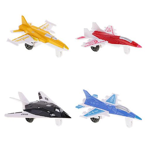 Set de 4pcs Mini Avion de Chasse Militaire Jouet Modèle en Métal