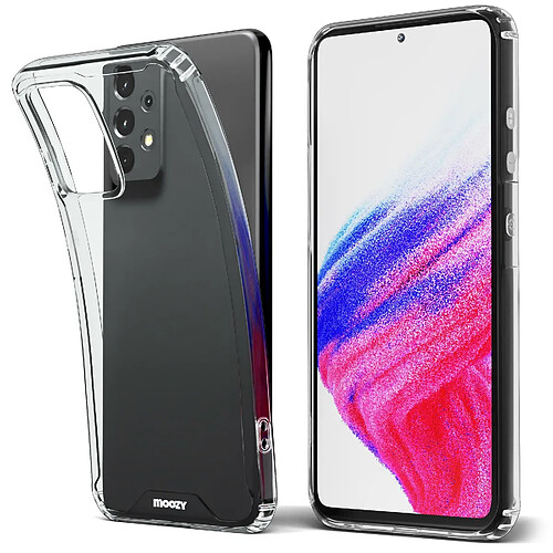 Moozy Xframe Coque antichoc pour Samsung A53 5G – Coque à bord transparent, coque hybride double couleur transparente avec bord en TPU absorbant les chocs