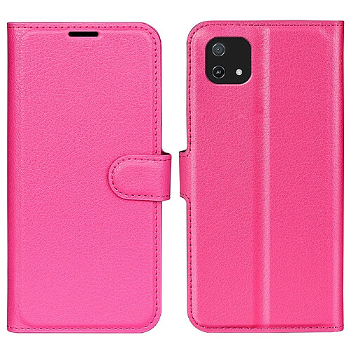 Etui en PU texture litchi, anti-empreinte digitale avec support, rose pour Oppo A16e