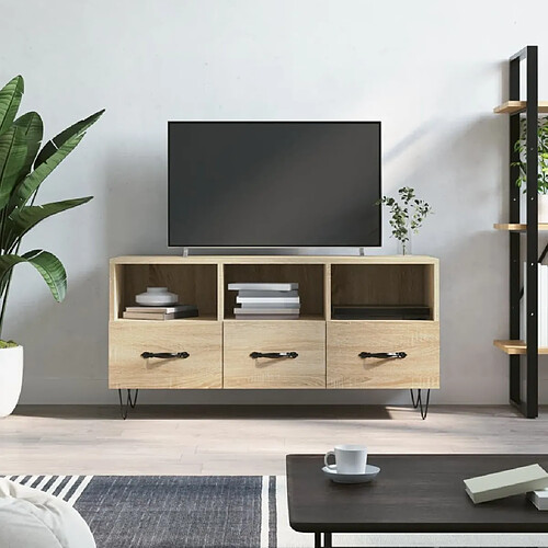 Maison Chic Meuble TV scandinave - Banc TV pour salon chêne sonoma 102x36x50 cm bois d'ingénierie -MN75777