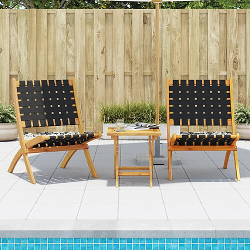 vidaXL Chaises de jardin pliantes lot de 2 bois d'acacia solide tissu