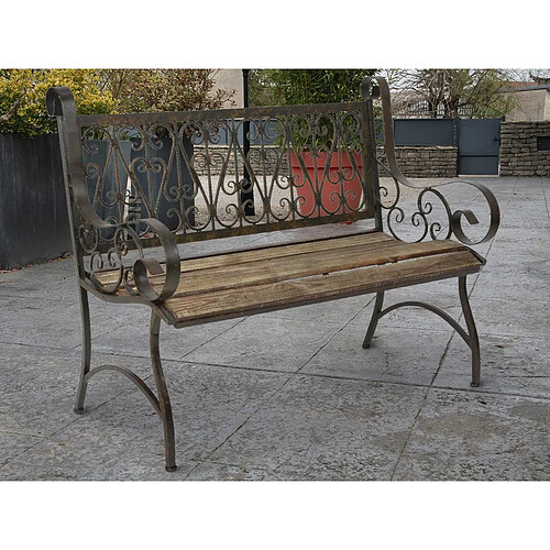 JARDIéco Banc de jardin en bois et métal Bordeaux - Jardideco