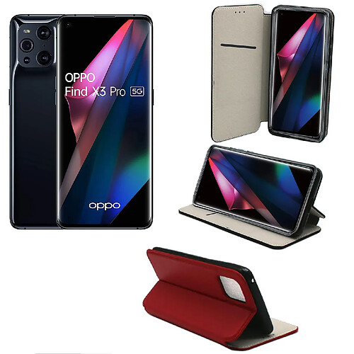 Xeptio Oppo Find X3 PRO 5G Etui Protection Portefeuille rouge à Rabat avec Porte Cartes - Housse Oppo Find X3 PRO 5G Folio Coque Antichoc