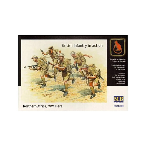 Master Box Figurine Mignature Hand -to-hand Fight, British And German Infantry. Battles In North Africa. Wwii Era. Kit 1