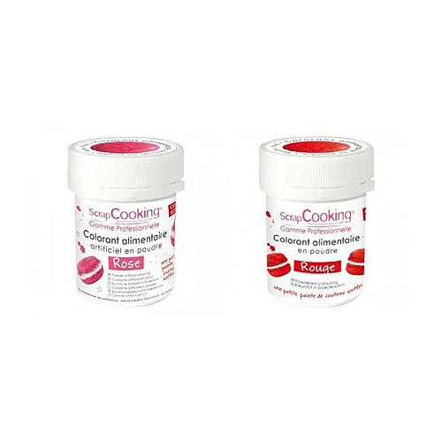 Scrapcooking 2 colorants alimentaires en poudre - rouge-rose