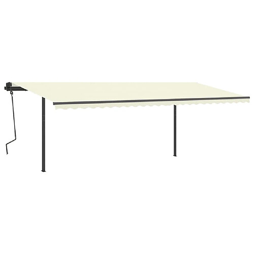 Maison Chic Auvent automatique | Store banne extérieur | Marquise rétractable avec poteaux 6x3,5 m Crème -MN90110