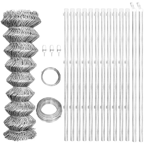 vidaXL Clôture à mailles avec poteaux Acier galvanisé 25x1,25m Argenté