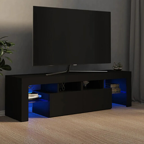 Maison Chic Meubles TV avec lumières LED - Banc TV pour salon Noir 140x36,5x40 cm -MN94276