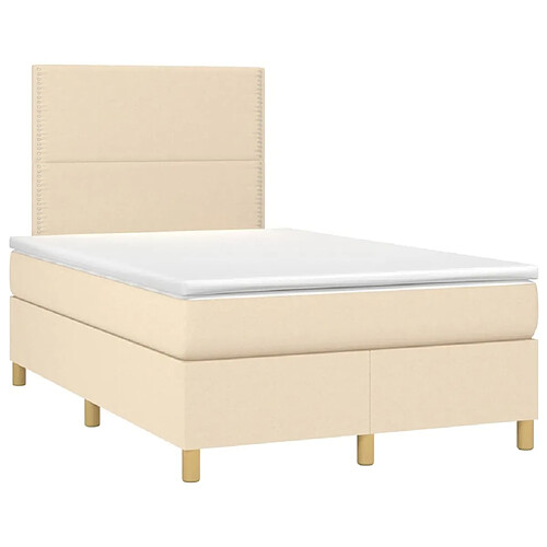 Maison Chic Lit adulte- Lit + matelas,Sommier à lattes de lit avec matelas crème 120x190 cm tissu -GKD69310