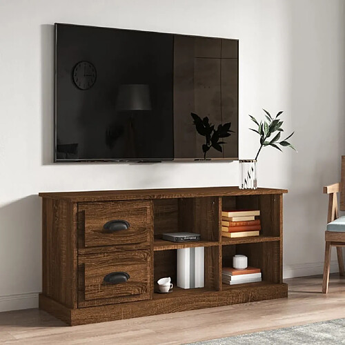 Maison Chic Meuble TV scandinave - Banc TV pour salon chêne marron 102x35,5x47,5 cm bois d'ingénierie -MN93802