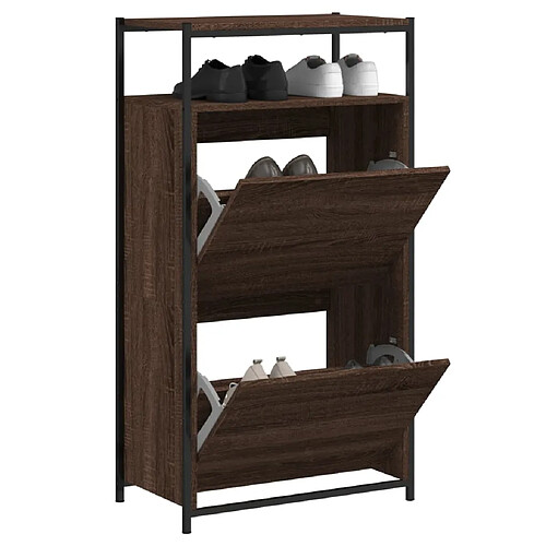 vidaXL Armoire à chaussures chêne marron 60x34x112cm bois d'ingénierie