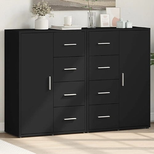 vidaXL Buffets 2 pcs noir 60x31x84 cm bois d'ingénierie