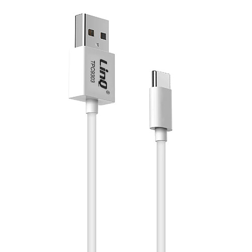 Câble USB vers USB type C Charge et Synchro Fast Charging 5A 3m LinQ Blanc