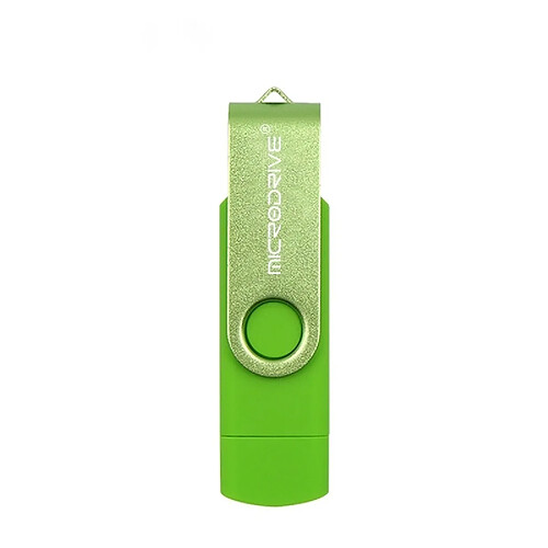 Wewoo Clé USB Ordinateur mobile MicroDrive 32 Go USB 2.0 - Disque U métallique rotatif OTG à double usage Vert